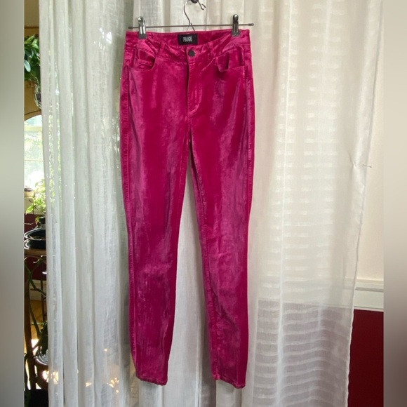 PAIGE HOXTON ULTRA SKINNY Velvet Jean Pants Size 27 Stretch Pink Muted Mauve - Picture 1 of 14